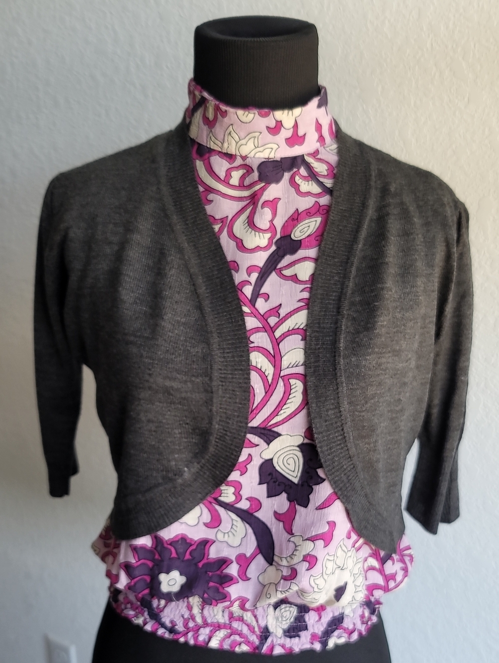 Soft Knit Dark Gray Short-Sleeve Bolero